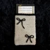 Funda para libro tejida a crochet blanco hueso y negro