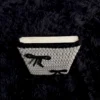 Funda para libro tejida a crochet blanco hueso y negro
