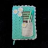 Funda para libro tejida a crochet verde agua