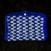 Funda para libro tejida a crochet azul a cuadros