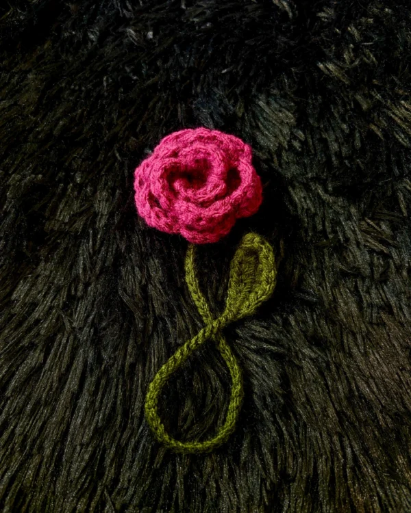 Marcapáginas de rosa rosada tejido a crochet