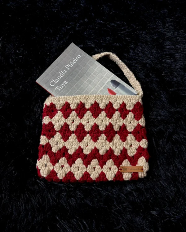 Bolso para libro de bolsillo rojo y beige - foto 2