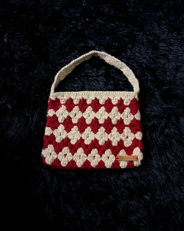 Bolso para libro de bolsillo rojo y beige - foto 1